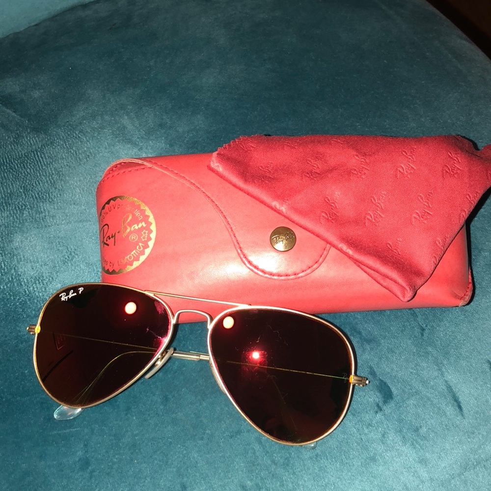 Ray Ban Polarized Flash Lens Aviator Matte Gold